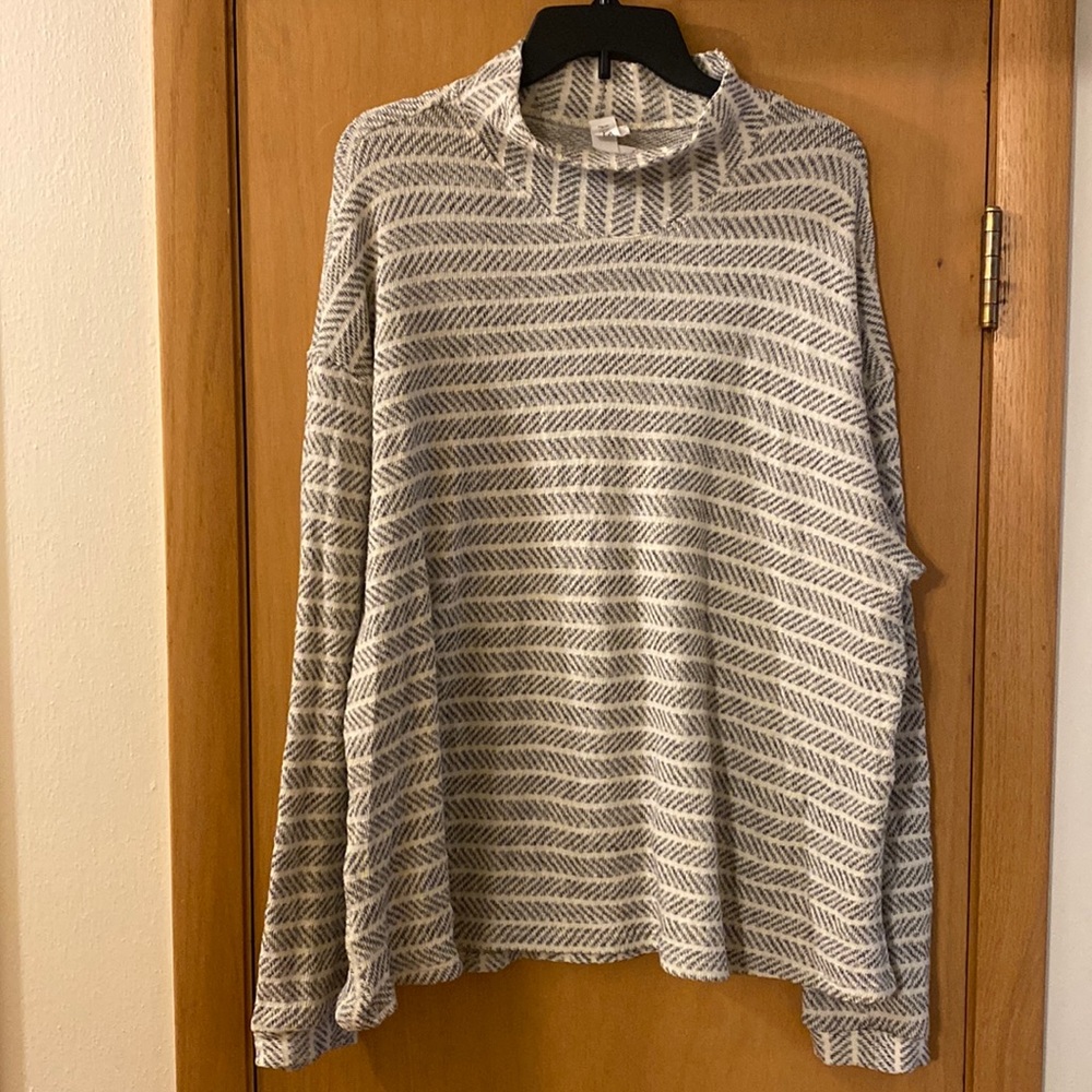 Amadi Anthropologie Herringbone Textured Knit Mock Neck Pullover Sweater…